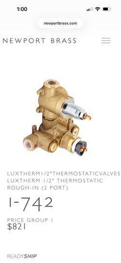 Newport Brass LUXTHERM 1/2" THERMOSTATIC ROUGH-IN (2 PORT)  1-742