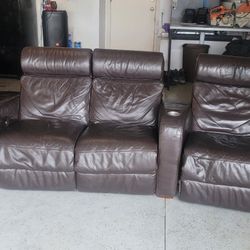 Working Recliner Leather Sofa