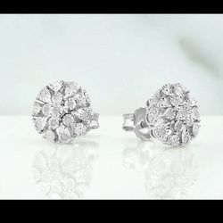 Diamond Flower Burst Stud Earrings (1/10 ct. t.w.)  in Sterling Silver $200 MSRP