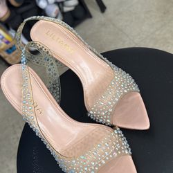 Rhinestone Beige Heels