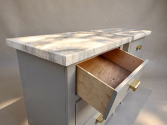 Reimagined Bedroom Set — Dresser, Mirror & 2 Nightstands with Marble-Look Epoxy Tops