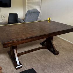 Hard Wood Large Table 66”x40”x  30” With Additional 18”  Leaf 