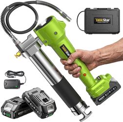 TaskStar Grease Gun with Lock-On Trigger for Effortless Greasing, Cordless Electric Grease Gun Kit, 2 Batteries, 40" Hose & LED Light, 14 oz Capacity 