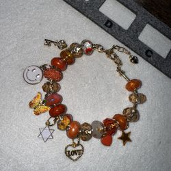 Orange And Gold Charm Bracelet