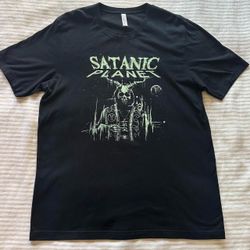 satanic planet glow-in-the-dark black tee / sz xl