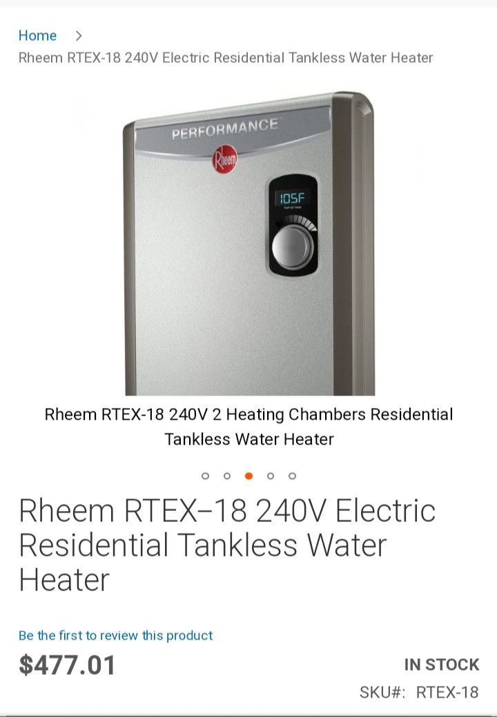 Rheem RTEX - 18 240V Electric Residential Tankless Water Heater