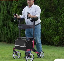 LENKER Tall 4-Wheel Rollator Walker With Seat for Seniors