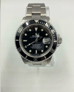 1996 ROLEX SUBMARINER 16610 BLACK DIAL & BEZEL 7.25” STAINLESS STEEL WATCH 40MM