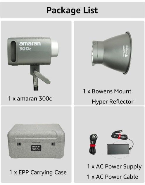 Amaran 300c RGB LED Video Light,Bowen Mount, 2,500K 7,500K CCT with G/M Adjustment, APP Control,Key Light,Studio Light,Photography Lighting Electronics & Media