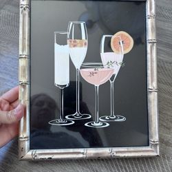 Beautiful photo of cocktails with a vintage rose gold frame     
