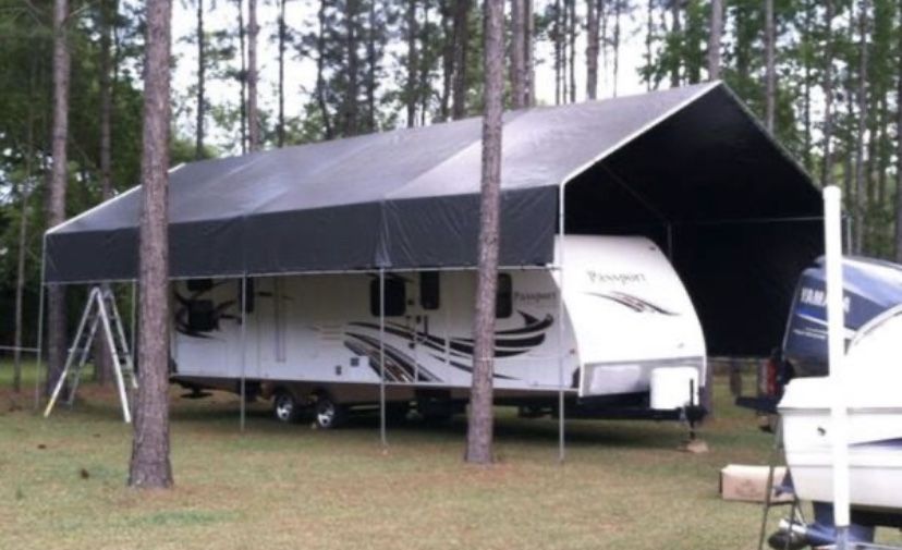 New galvanize steel canopy RV carports 18x30 15ft tall heavy duty Frame and tarp included $599