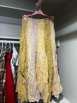 mustard & blush colored skirt