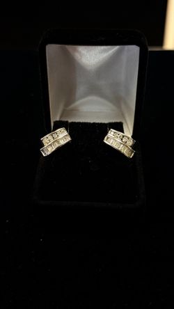 14K 6.10G .76CTW RB/bag hoops earrings