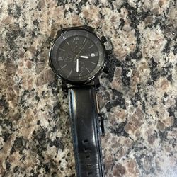 Fossil Black Leather Watch 