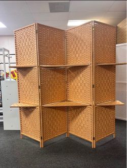Room Divider With Shelves Bamboo Material