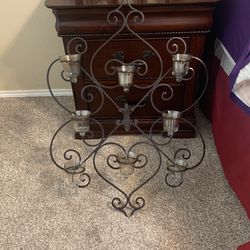Fleur De Lis Wall Decor With Glass Candle Holders