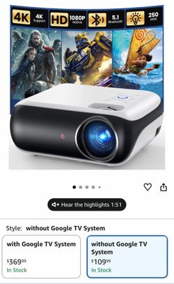 HAPPRUN Native 1080P Projector, Bluetooth Home Theater Movie Projector with Built-in Speaker, Compatible with Smartphone, HDMI, Fire Stick, PS5, Indoo