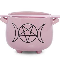 Dolls Kill Dark of Night Soup Bowl Pink Chopsticks Caldron Pentagram Goth NIB