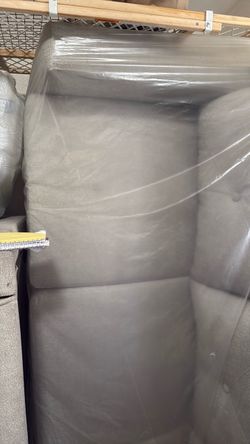 Gray Upholstered 3 piece set new refrigerator  two dresser set