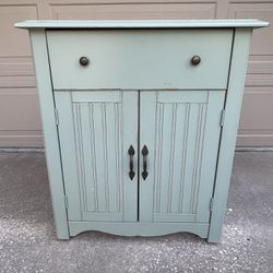 Turquoise Side Table with Drawer and Storage