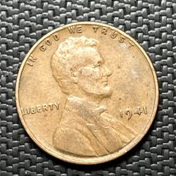 1941 Lincoln Wheat Cent Penny Coin 
