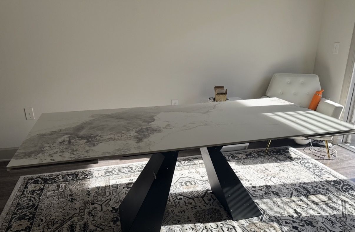 White Stone Extendable Table