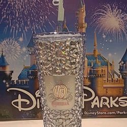 Disney Parks Cinderella 75th Anniversary Starbucks Tumbler Glass Slipper Straw