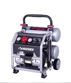 Husky 4.5 Gal. 175 PSI Portable Electric Oil-Free Quiet Twin Stack Jobsite Air Compressor w/Rubber Wheels and 2-Quick Couplers