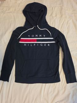Tommy Hilfiger Navy Hoodie with Red & White Stripe Logo