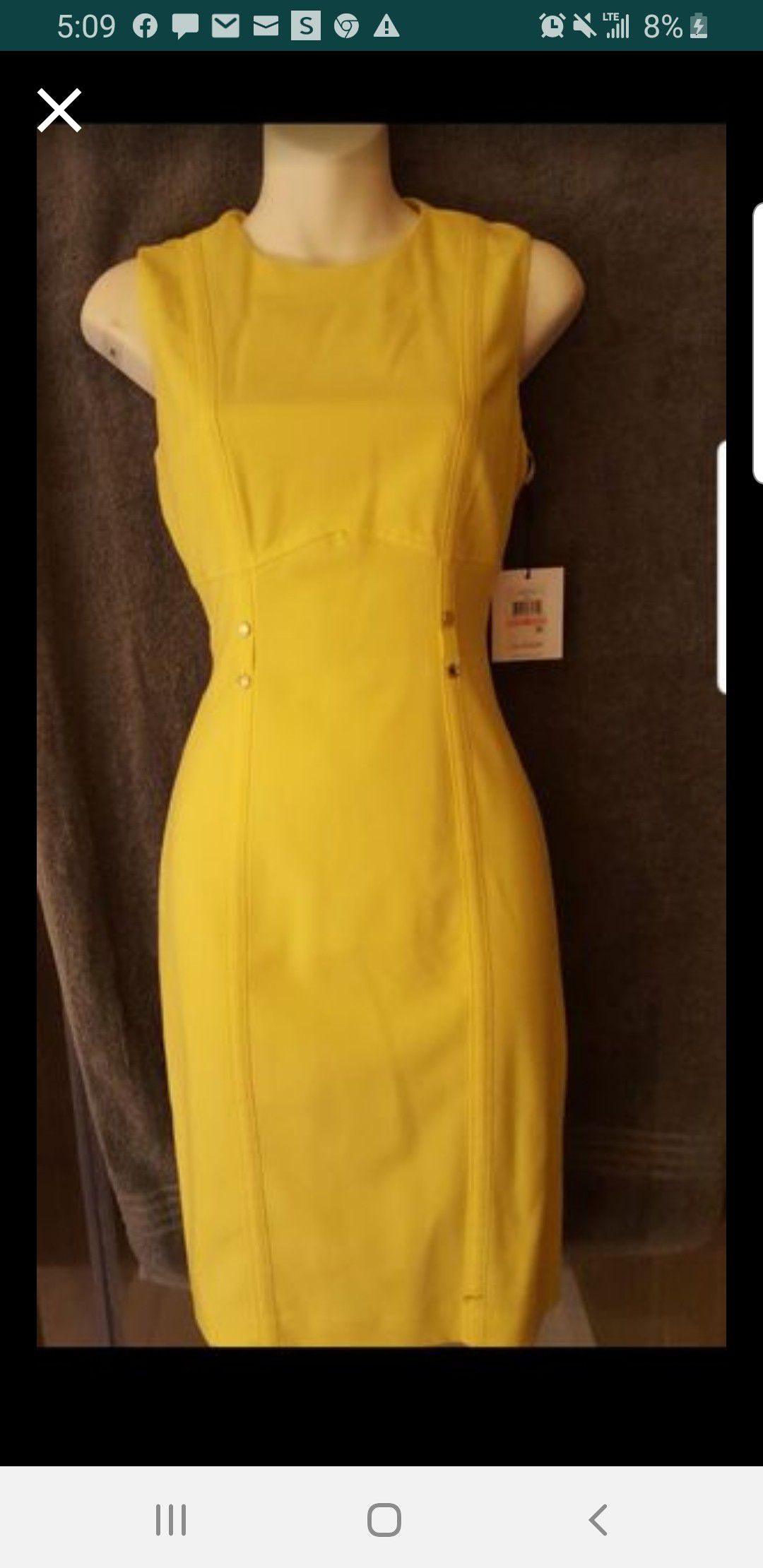 Brand New-Yellow Calvin Klein Dress-Size 2