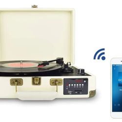 Record Player, Turntable Suitcase with Multi-function Bluetooth/FM Radio/USB and SD Card Port/Vinyl to MP3 Converter