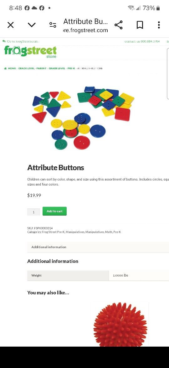 Attribute Buttons By Frog Street Press Children Can Sort By Colors And Shapes