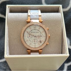 Michael Kors White & Rose Gold Watch 