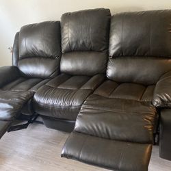 Lather Reclinable Couch 