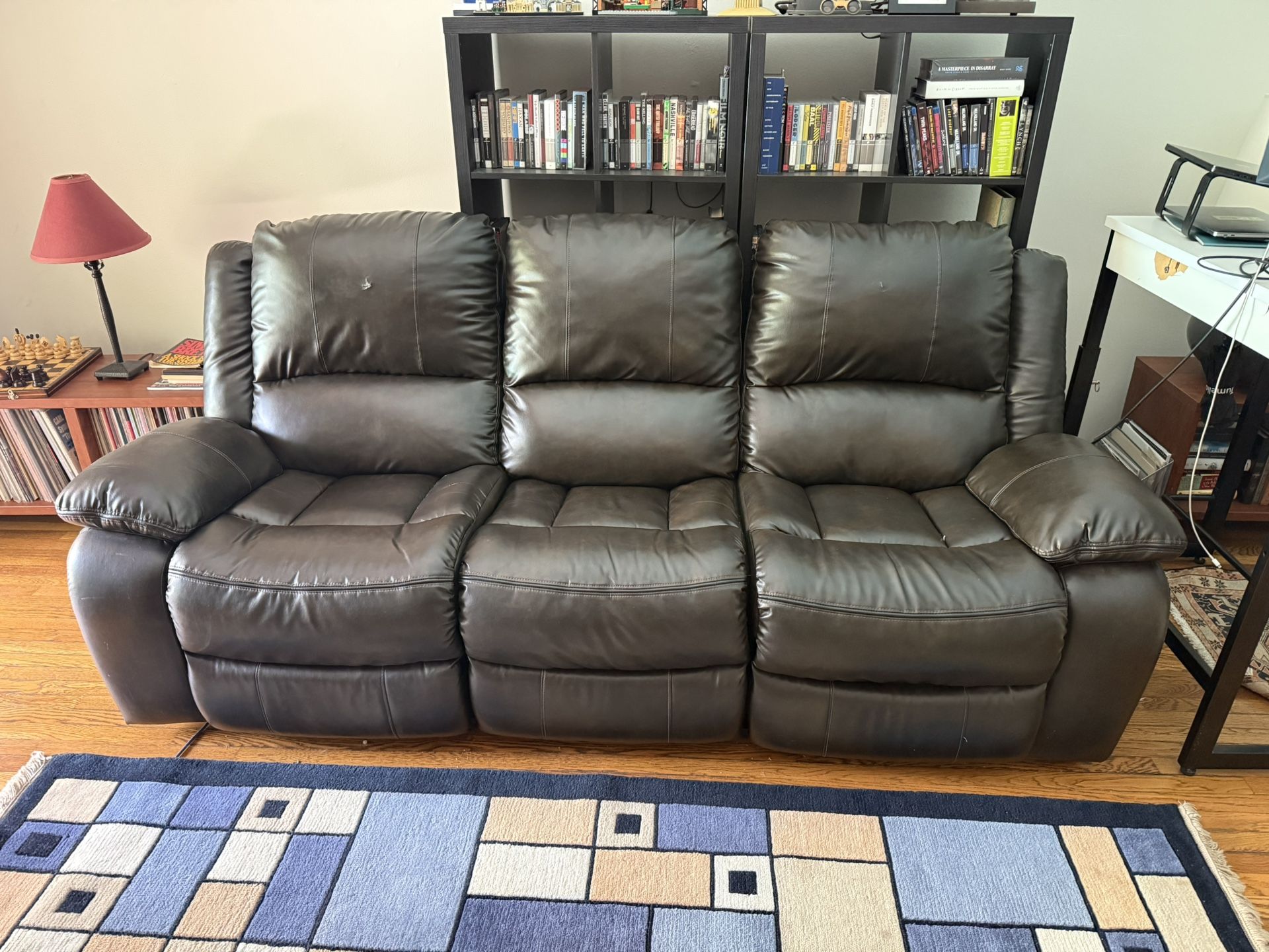 Brown Faux Leather Couch/Sofa