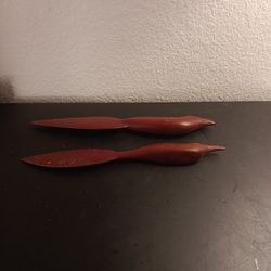 UNIQUE Pair of African Tribal Carved 11.5" Woden Letter Openers Made in Kenya.

