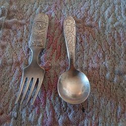 Silver Plated Baby Spoon And Fork