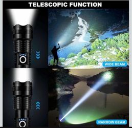 LOCAL PICKUP: VERY POWERFUL 99K Lumen BRIGHT FLASHLIGHT + Telescopic + Waterproof for Hiking Camping Outdoors Dark Night + Long Range