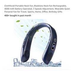 Brand new Portable Neck Fan, Bladeless Neck Fan Rechargeable, 4000 mAh Battery Operated, 3 Speeds Adjustment, Wearable Quiet Personal Fan for Travel, 