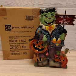 Vintage Home Interiors Frankenstein Metal Lantern Candle Holder 