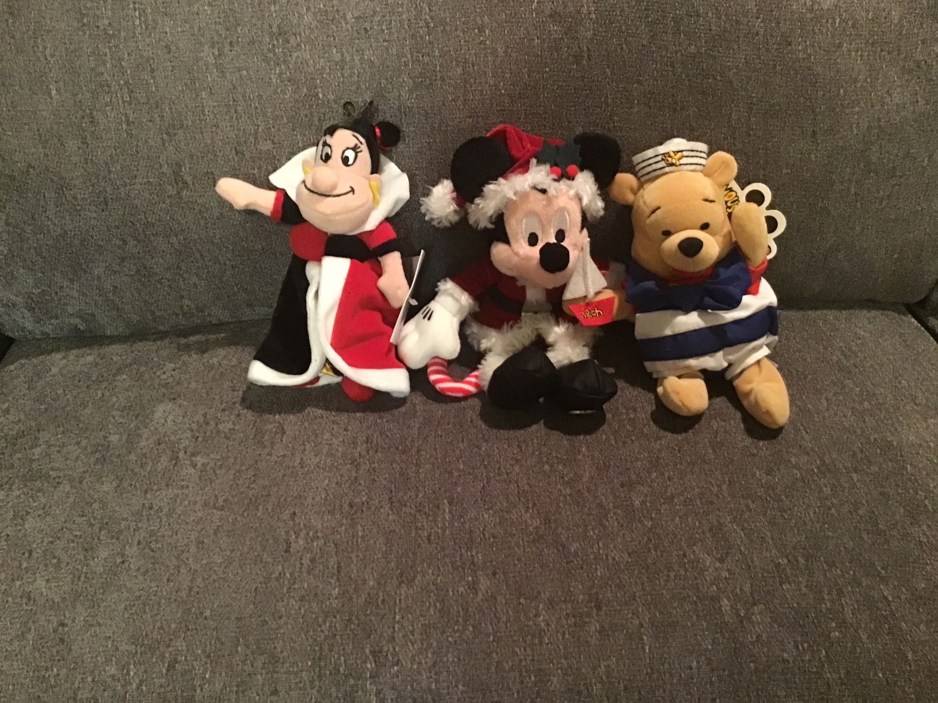 Disney Store Mickey Santa, Nautical Pooh and Queen Of Hearts