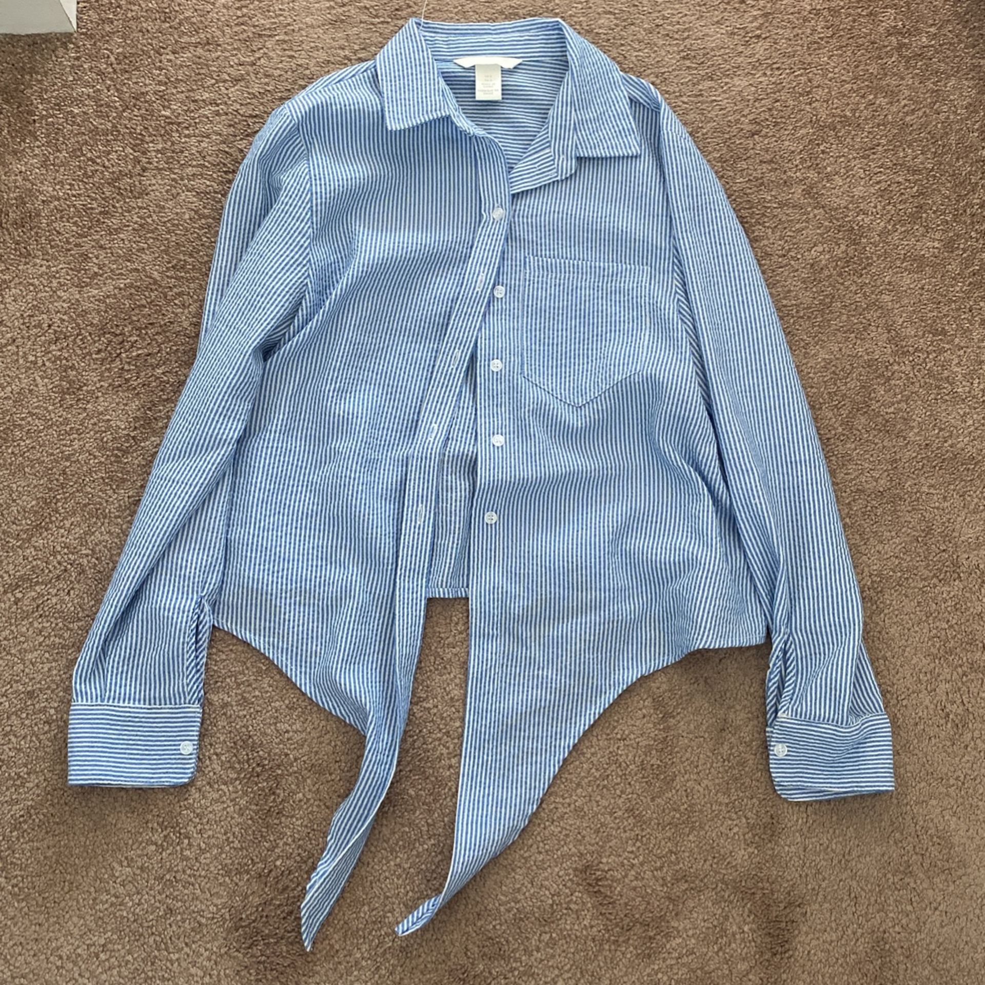 Blue And White pinstripe collared Shirt