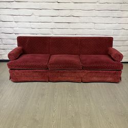 Maroon MCM Velvet Low Sofa Couch