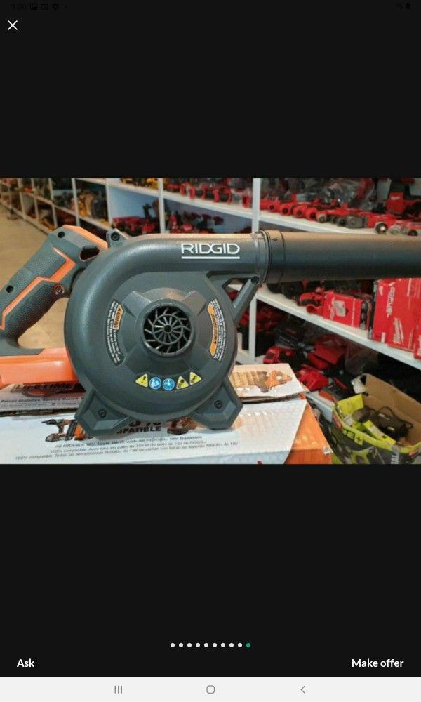 RIDGID 18V BLOWER CORDLESS TOOL ONLY SOLO LA HERRAMIENTA