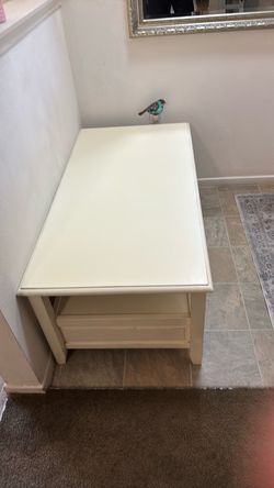 Beautiful Off-White Coffee Table with 2 Drawers