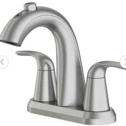Luxury  Bathroom Faucet With Fountain 4" Center Set, Double Handle, Brushed Nickel
