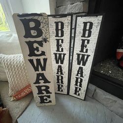Halloween Beware Signs 