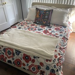 Full Size Upholstered Bed Frame with 4 Drawers and Headboard, Velvet Platform