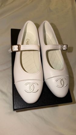 Chanel white flats