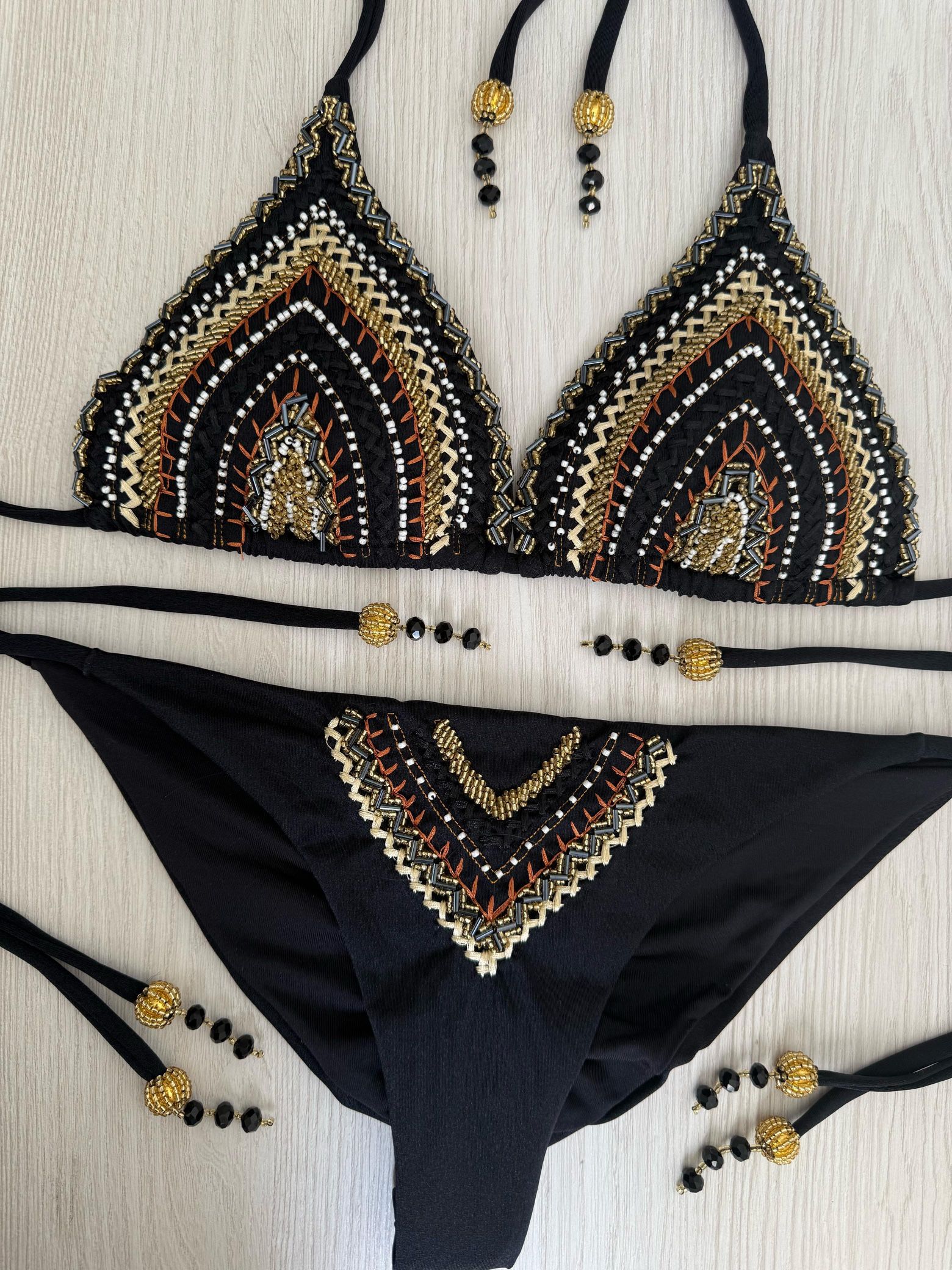 Isla Swimwear Black And Orange 